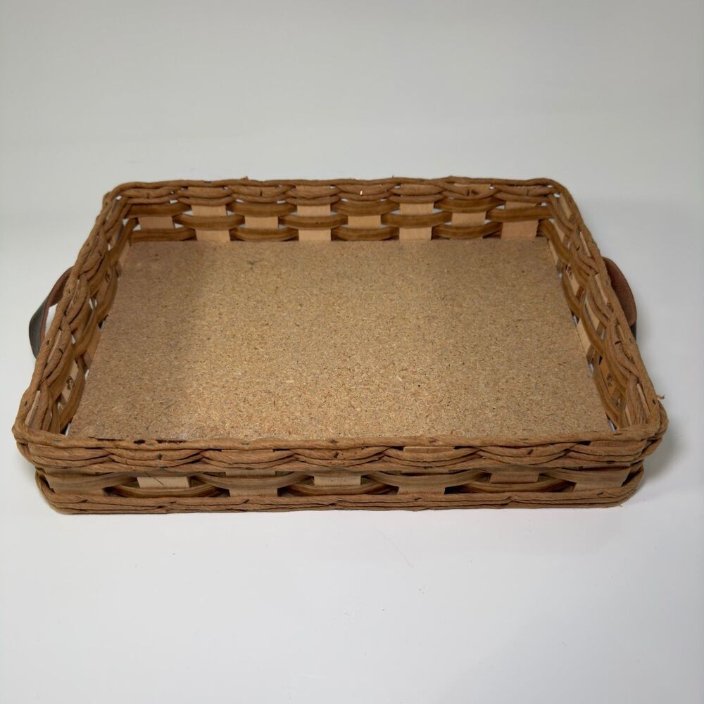 VINTAGE Pyrex 233N Wicker PLATTER Casserole Dish Holder Kitchen Farmhouse 14x10"